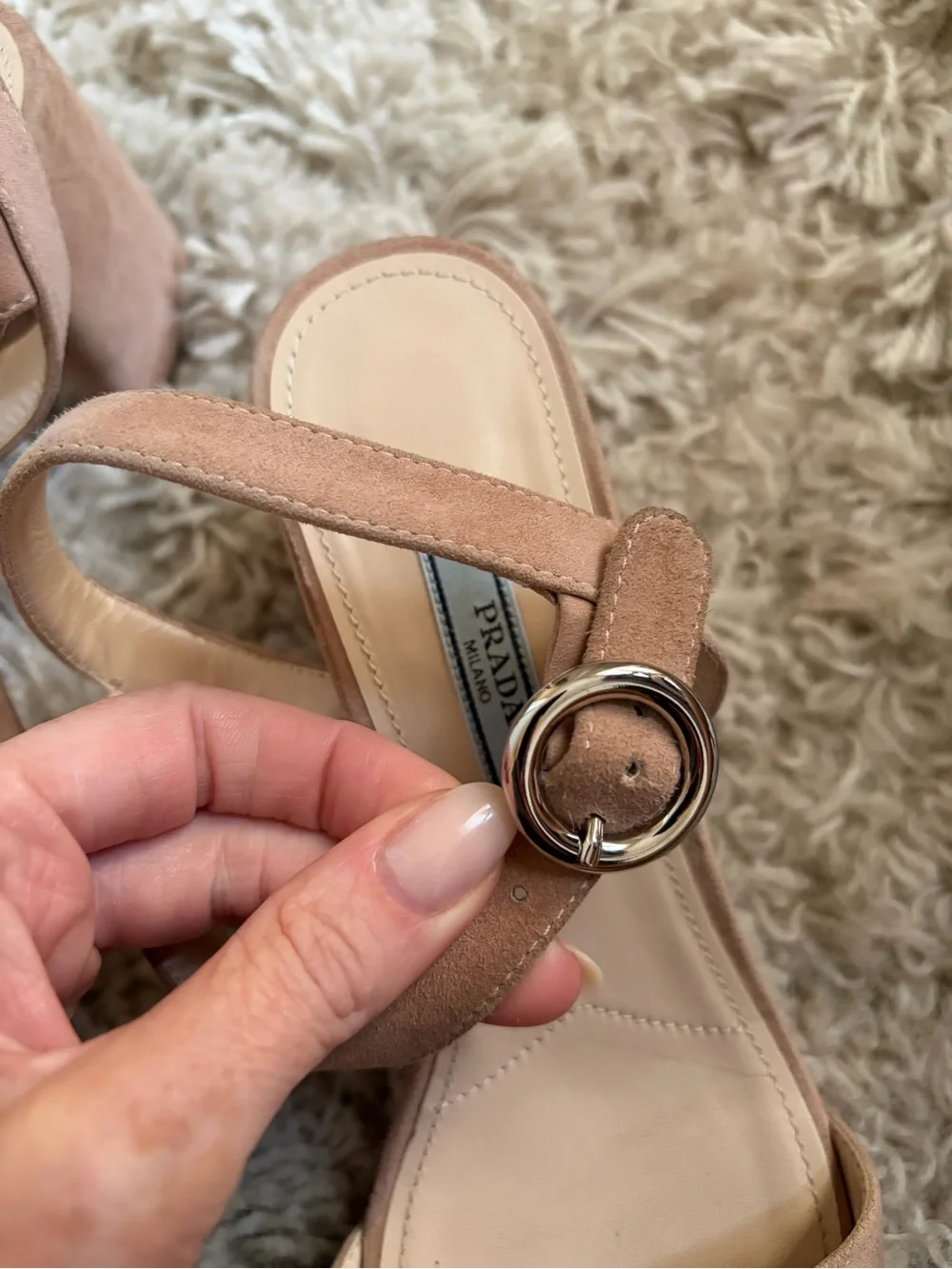Prada Suede Platform Sandal 38.5